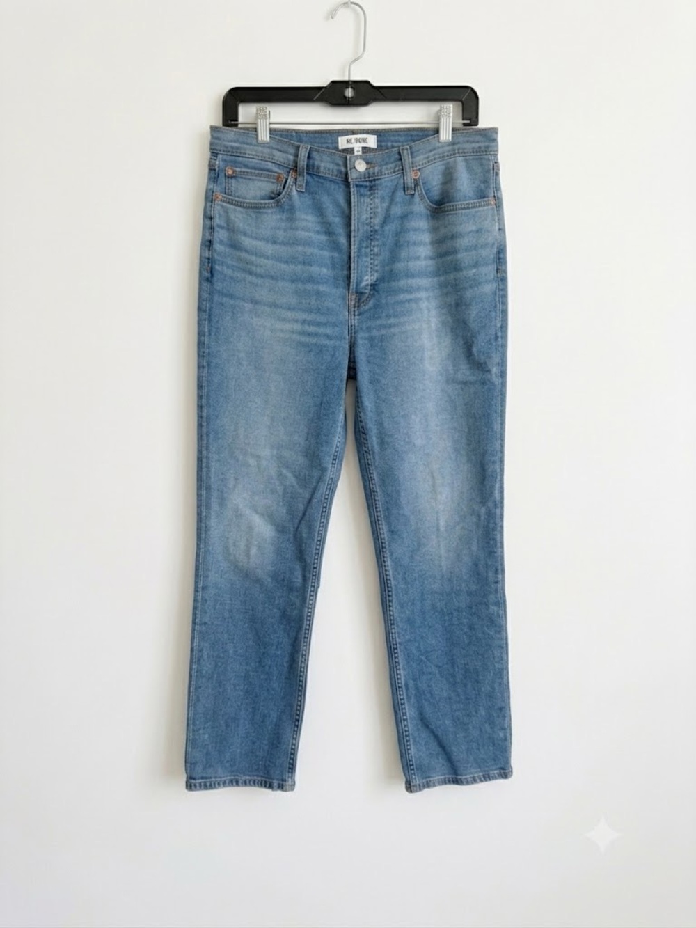 RE/DONE 70s High Rise Stove Pipe Jeans Faded Blue 30 NWT $295